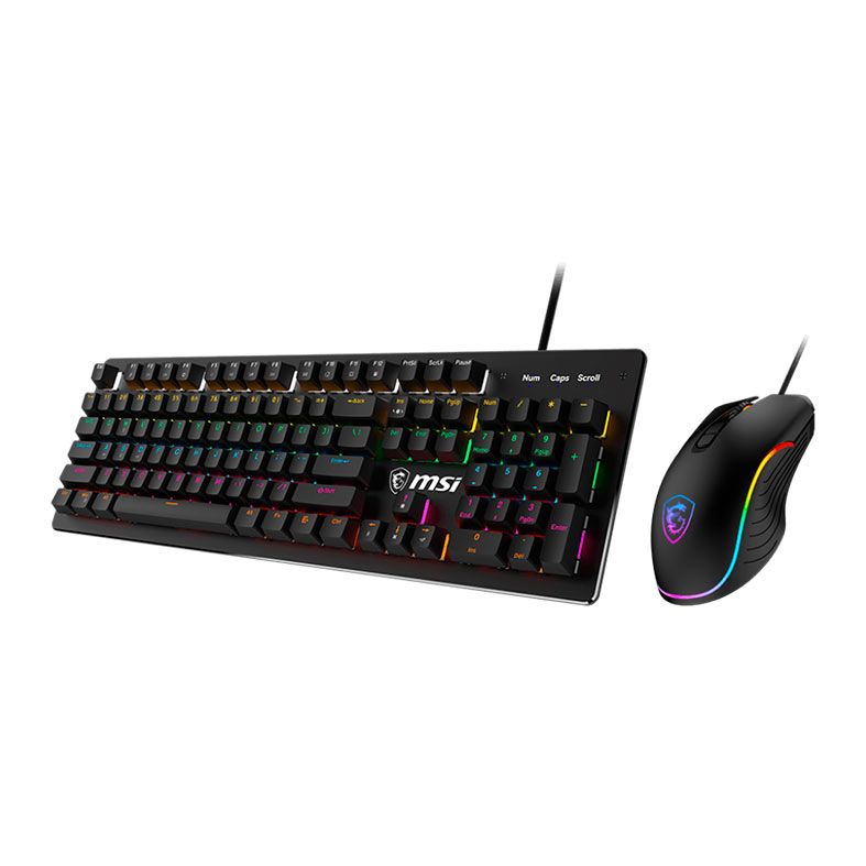 Kit Teclado e Mouse MSI Forge GK300, RGB, 7200DPI, Preto, FORGE-GK300-COMBO-BL-US