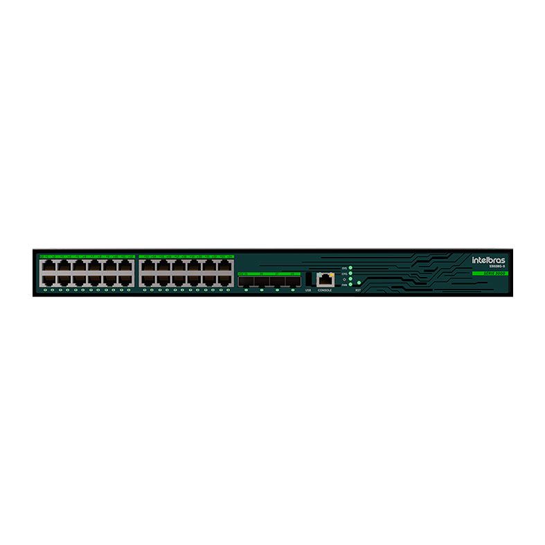 Switch Gerenciavel Intelbras S3028G-B, 24 Portas PoE, 4 Portas SFP, 10/100/1000, Preto, S3028G-B