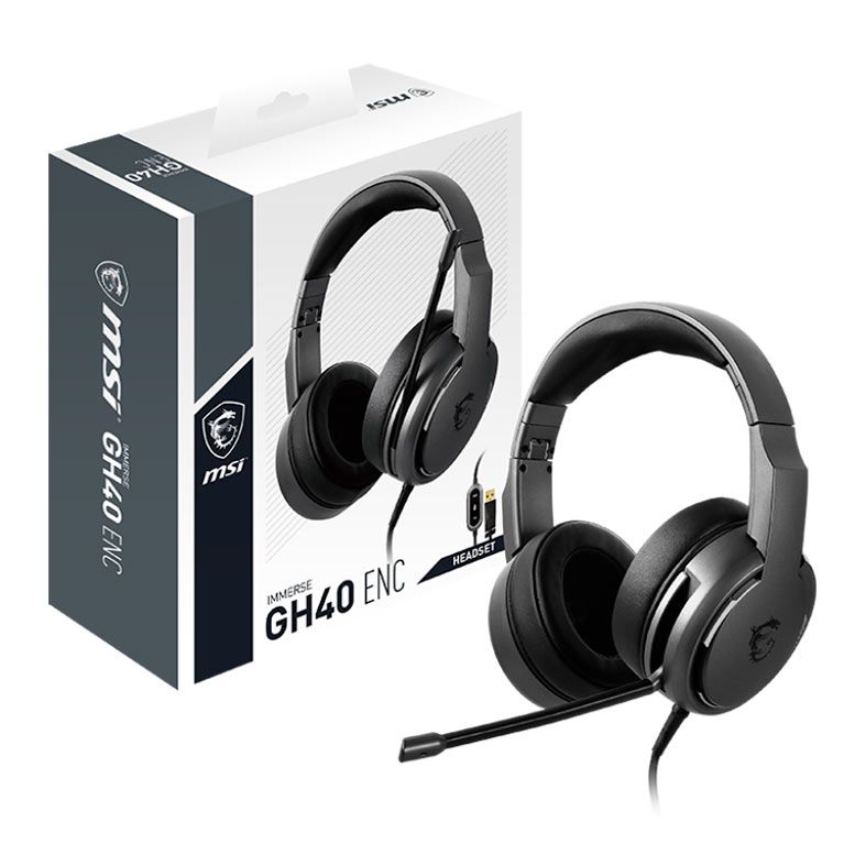 Headset Gamer MSI GH40 ENC, 7.1 Virtual, Drivers 40mm, USB, Preto, IMMERSE-GH40-ENC