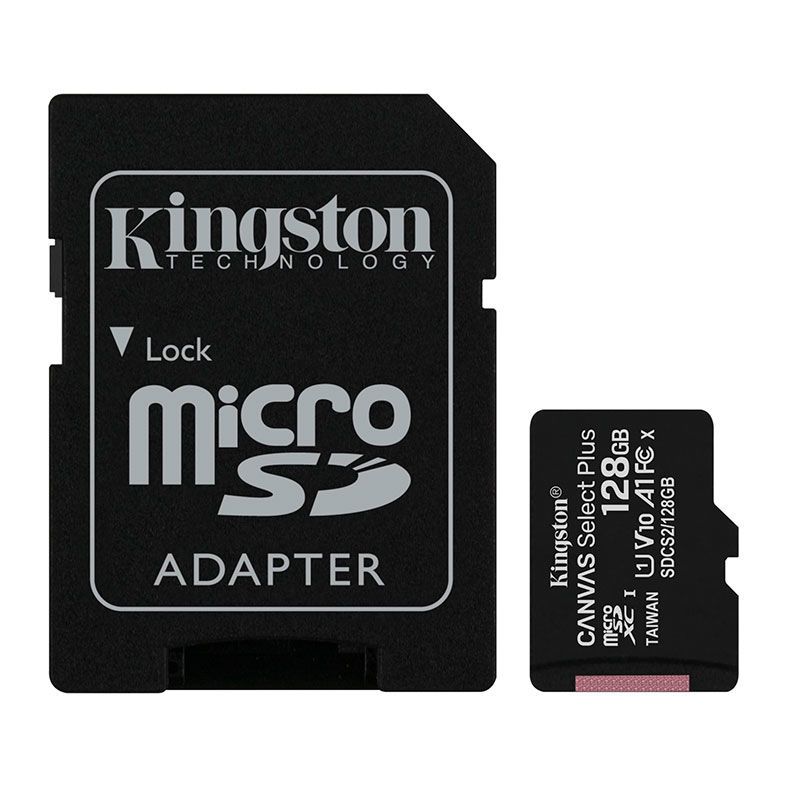Cartao de Memoria Kingston Canvas Select Plus, 128GB, Classe 10, Micro SDXC + Adaptador, SDCS2-128GB