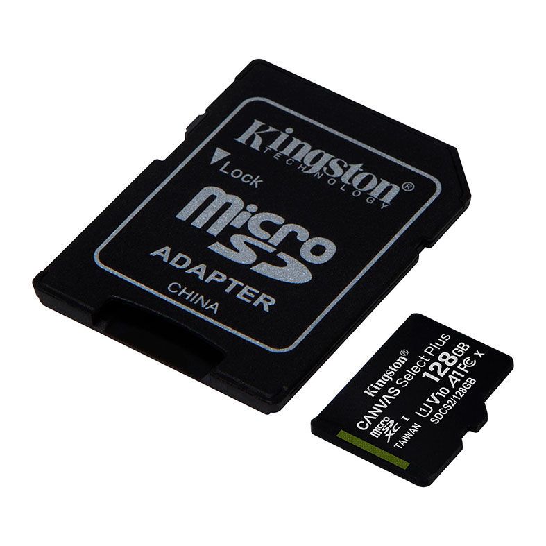 Cartao de Memoria Kingston Canvas Select Plus, 128GB, Classe 10, Micro SDXC + Adaptador, SDCS2-128GB