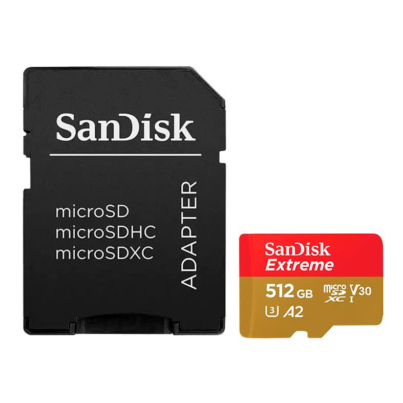 Cartao de Memoria Sandisk Extreme, 512GB, Micro SDXC UHS-I, Com Adaptador, SDSQXAV-512G-GN6MA
