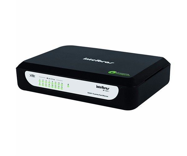 Switch Intelbras Fast Ethernet 10/100 Mbps Plug and Play, SF 1600 D