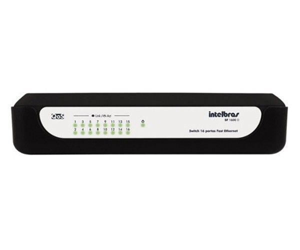Switch Intelbras Fast Ethernet 10/100 Mbps Plug and Play, SF 1600 D