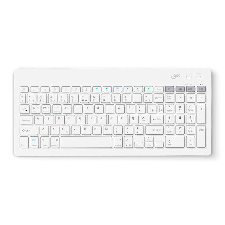 Teclado Sem Fio Slim GET Shift, Bluetooth, Branco, SHITF- WH