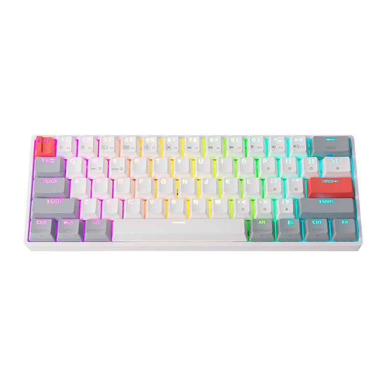 Teclado Mecanico Skyloong GK61, RGB, Switch Optico Marrom, Branco e Cinza, SKL-GK61-RGB-BW-WH-GY