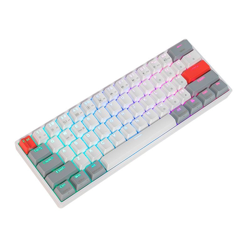 Teclado Mecanico Skyloong GK61, RGB, Switch Optico Marrom, Branco e Cinza, SKL-GK61-RGB-BW-WH-GY