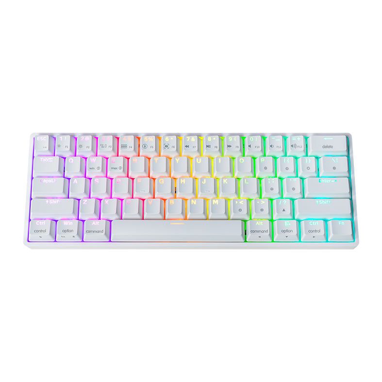 Teclado Mecanico Skyloong GK61, RGB, Switch Optico Marrom, Branco, SKL-GK61-RGB-BW-WH