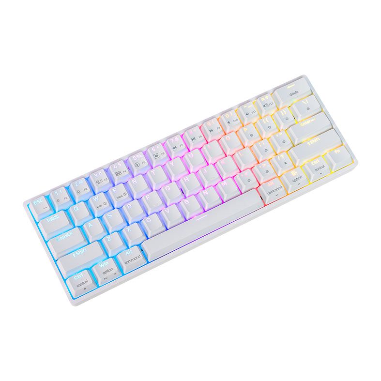 Teclado Mecanico Skyloong GK61, RGB, Switch Optico Marrom, Branco, SKL-GK61-RGB-BW-WH