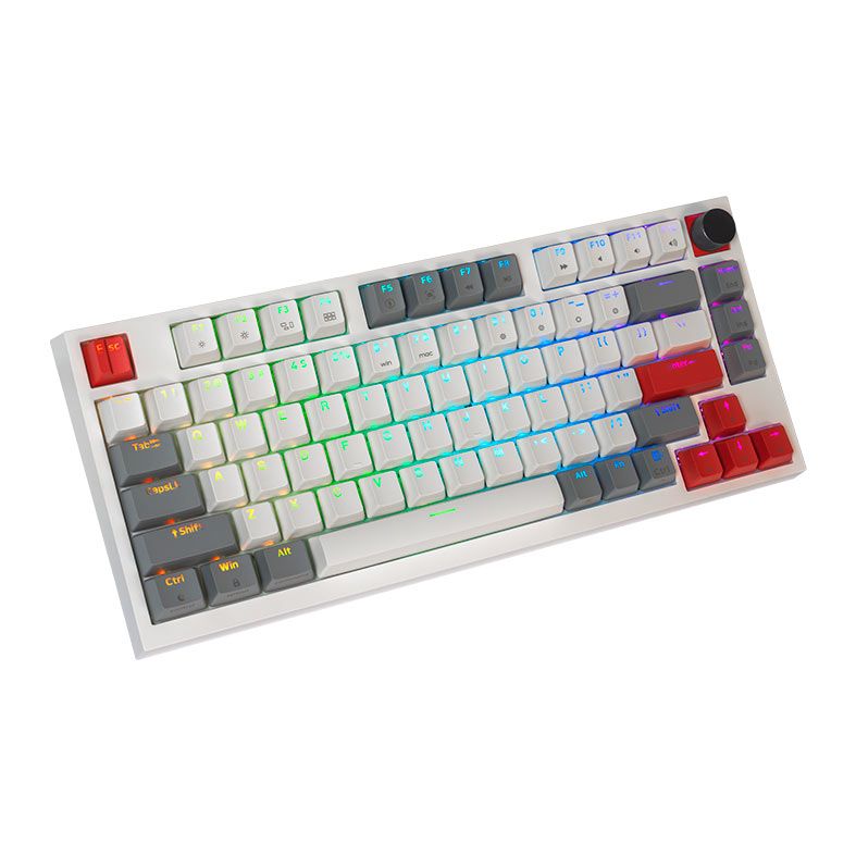 Teclado Mecanico Skyloong GK75, RGB, Switch Optico Marrom, Branco, SKL-GK75-RGB-BW-WH