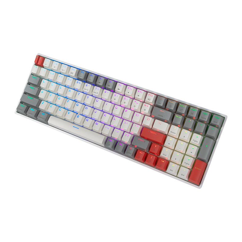 Teclado Mecanico Skyloong GK96, RGB, Switch Optico Vermelho, Branco, SKL-GK96-RGB-RD-GY-WH