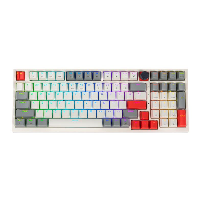 Teclado Mecanico Skyloong GK980, RGB, Switch Optico Marrom, Branco, SKL-GK980-RGB-BW-WH
