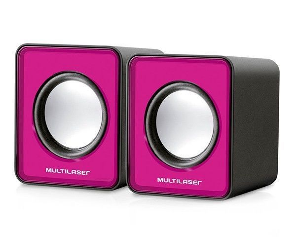 Caixa De Som Multi 3W Rms USB/P2 Preta/Rosa, SP198
