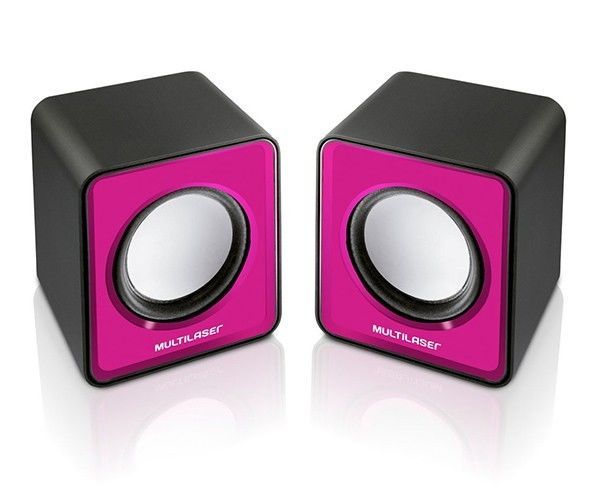 Caixa De Som Multi 3W Rms USB/P2 Preta/Rosa, SP198