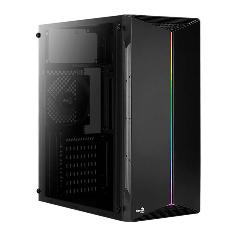 Gabinete Aerocool Split RGB Lateral Vidro Temp Preto, SPLIT-G-BK-V1