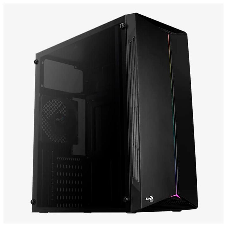Gabinete Aerocool Split RGB Lateral Vidro Temp Preto, SPLIT-G-BK-V1