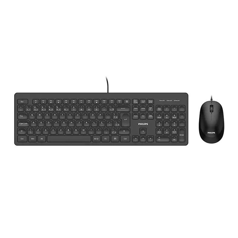 Kit Teclado e Mouse Philips SPT6208, ABNT2, 1200DPI, 3 Botoes, Preto, SPT6208