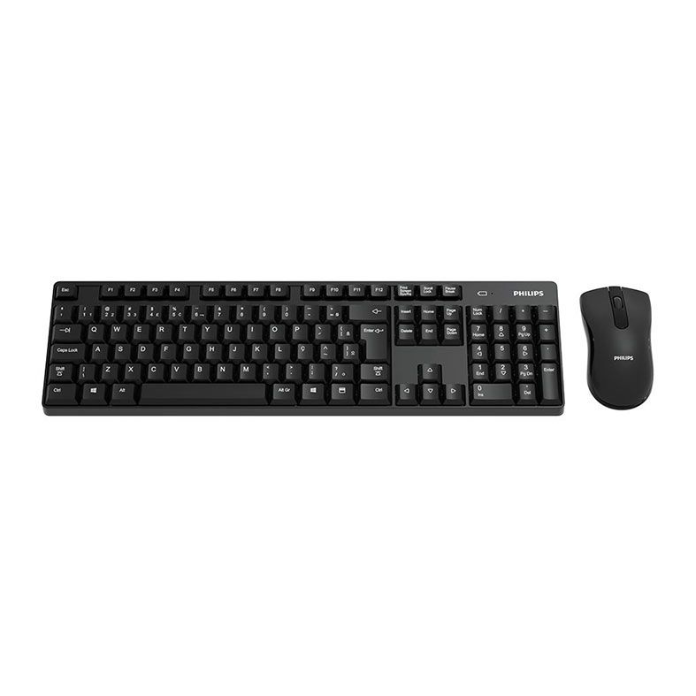Kit Teclado e Mouse Philips C501, Wireless, ABNT2, 1000DPI, Preto, SPT6501B