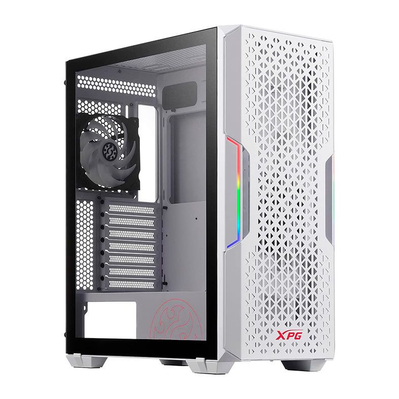 Gabinete Gamer XPG Starker Air, Mid-Tower, Lateral de Vidro, Com 2 Fans, ARGB, Branco, STARKERAIR-WHCWW