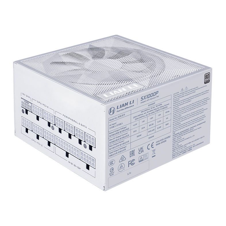 Fonte Lian Li SX1000P, 1000W, Full Modular, 80 Plus Platinum, Branco, SX1000P-WH