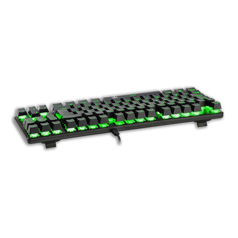 Teclado Mecanico T-Dagger Bora Preto Led Verde Switch Azul, T-TGK313-BL-PT-GREEN-LED