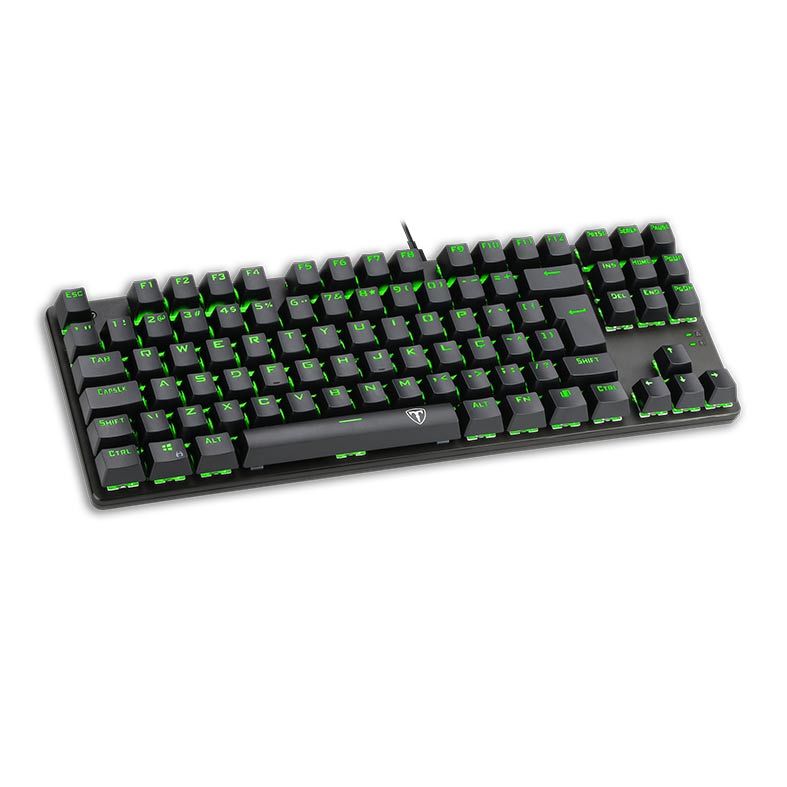 Teclado Mecanico T-Dagger Bora Preto Led Verde Switch Azul, T-TGK313-BL-PT-GREEN-LED