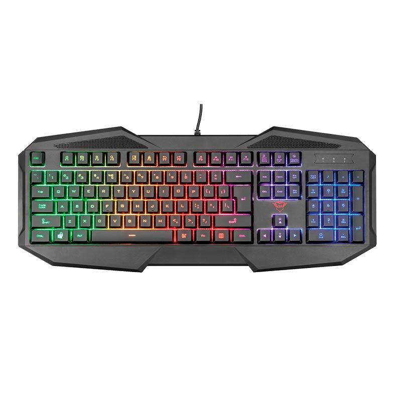 Teclado Gamer Trust GXT 830RW Avonn Preto LED Rainbow, T21621