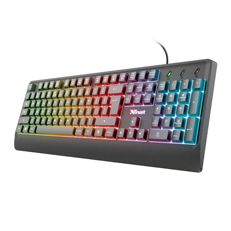 Teclado Gamer Trust Ziva Led Multicolorida Preto, T23697