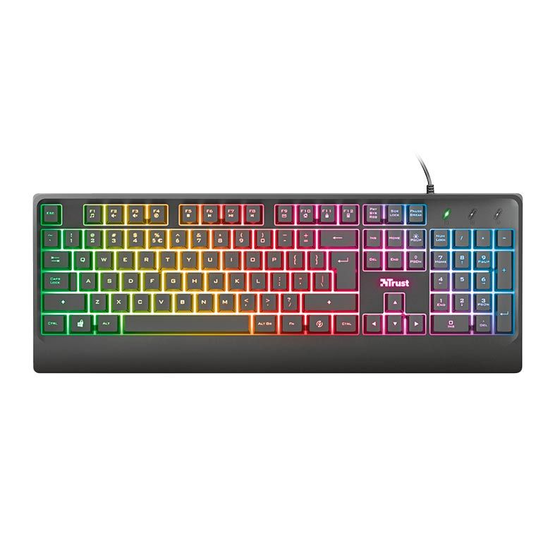 Teclado Gamer Trust Ziva Led Multicolorida Preto, T23697