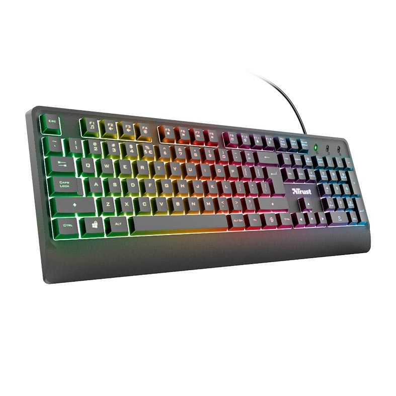 Teclado Gamer Trust Ziva Led Multicolorida Preto, T23697