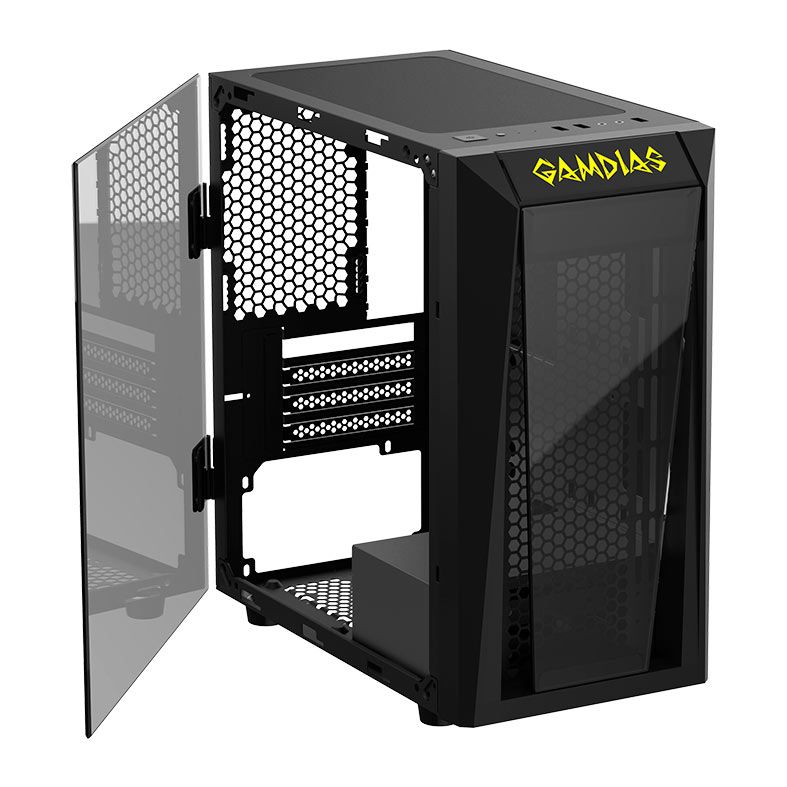 Gabinete Gamer Gamdias Talos E1, Mini-Tower, Lateral de Vidro, Preto, TALOS-E1 S/FANS