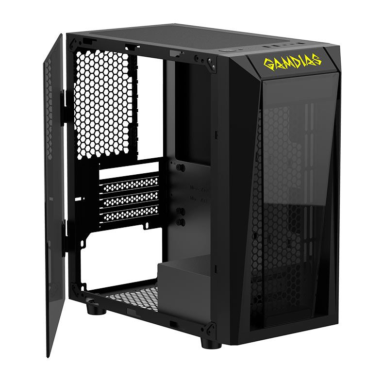 Gabinete Gamer Gamdias Talos E1, Mini-Tower, Lateral de Vidro, Preto, TALOS-E1 S/FANS