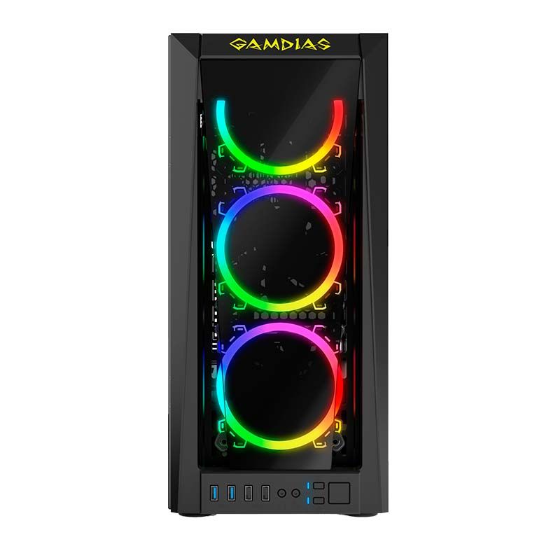 Gabinete Gamer Gamdias Talos M1B Lateral/Frontal Vidro Temp Preto, TALOS-M1B