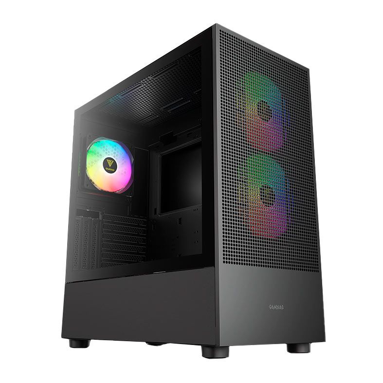Gabinete Gamer Gamdias Talos E3 Mesh Elite, RGB, Mid-Tower, Lateral De Vidro, Com 3 Fans, Preto, TALOSE3-MESH-ELITEBK