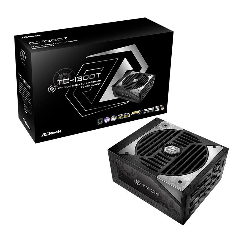 Fonte ASRock Taichi, 1300W, 80 Plus Titanium, Cybenetics Titanium, Full Modular, ATX 3.1, PCIe 5.1, Preto, TC-1300T