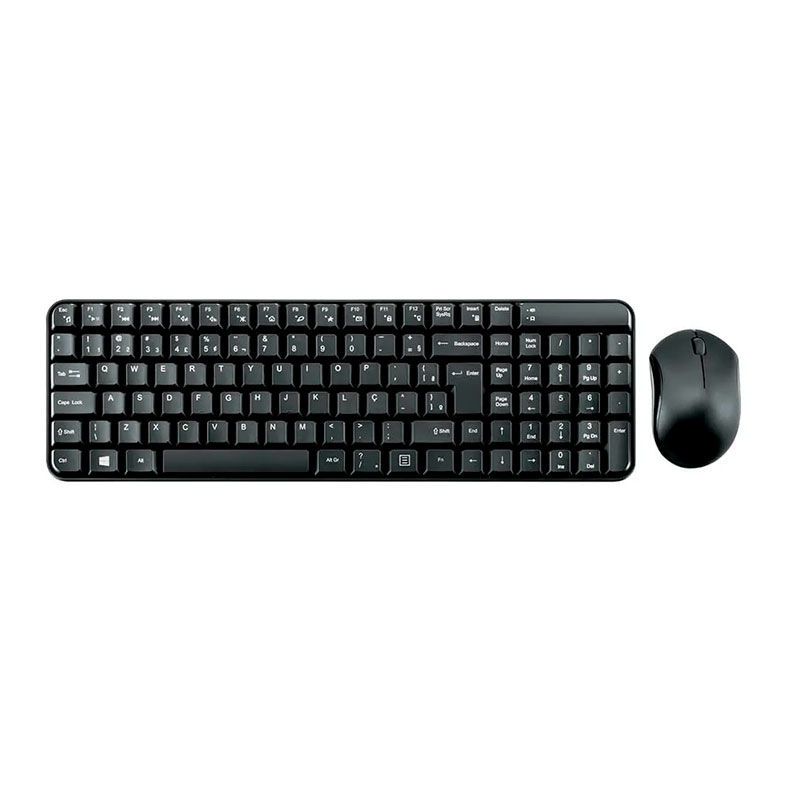 Kit Teclado e Mouse Multi Sem Fio Pretos, TC183