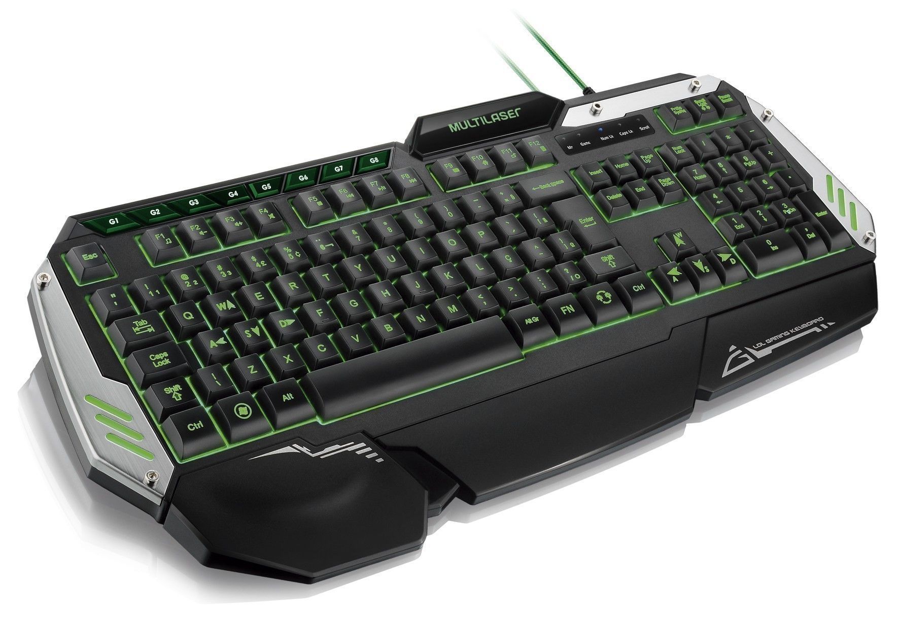 Teclado Gamer Multi Metal War Preto/Prata, TC189