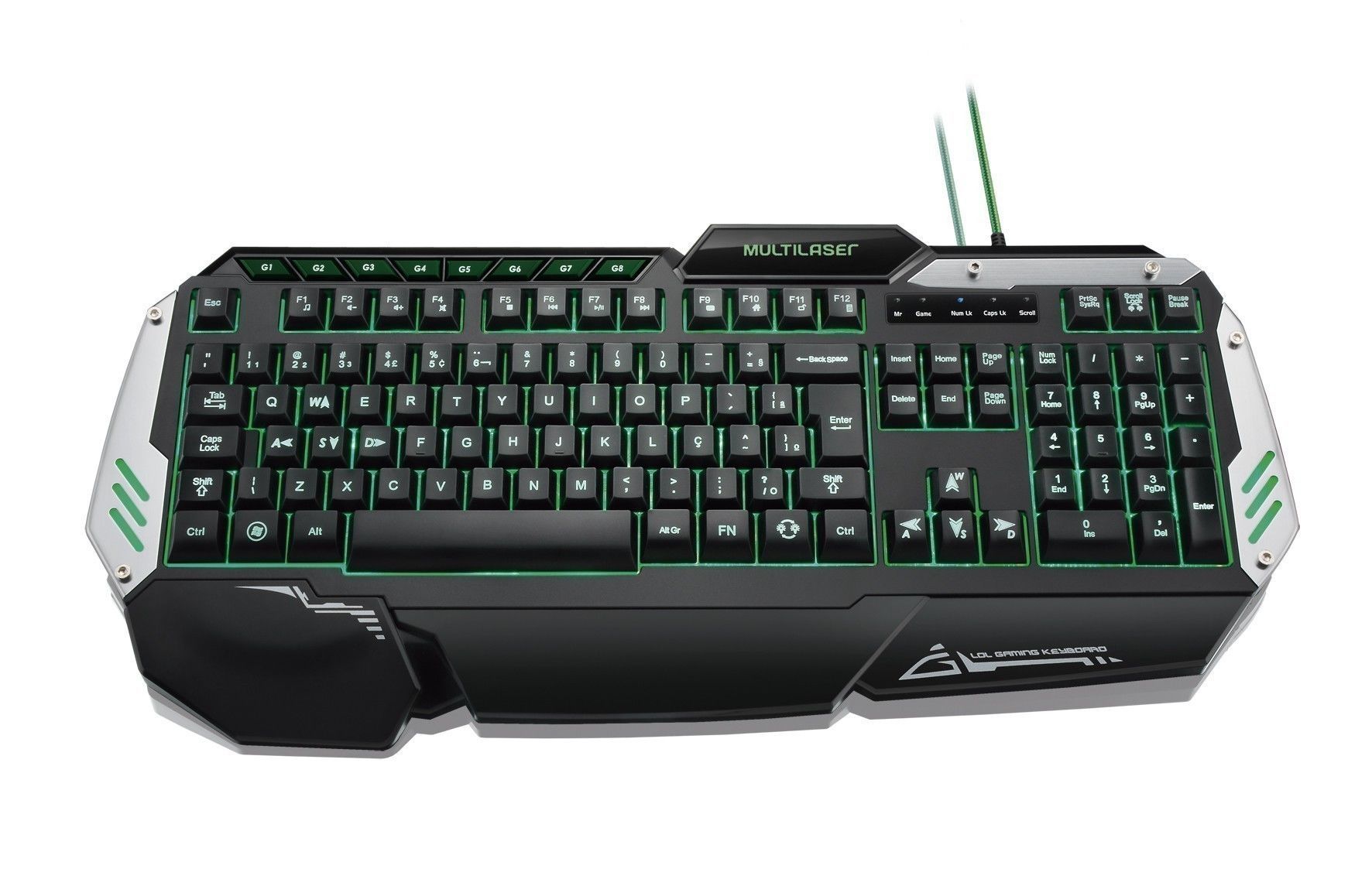 Teclado Gamer Multi Metal War Preto/Prata, TC189