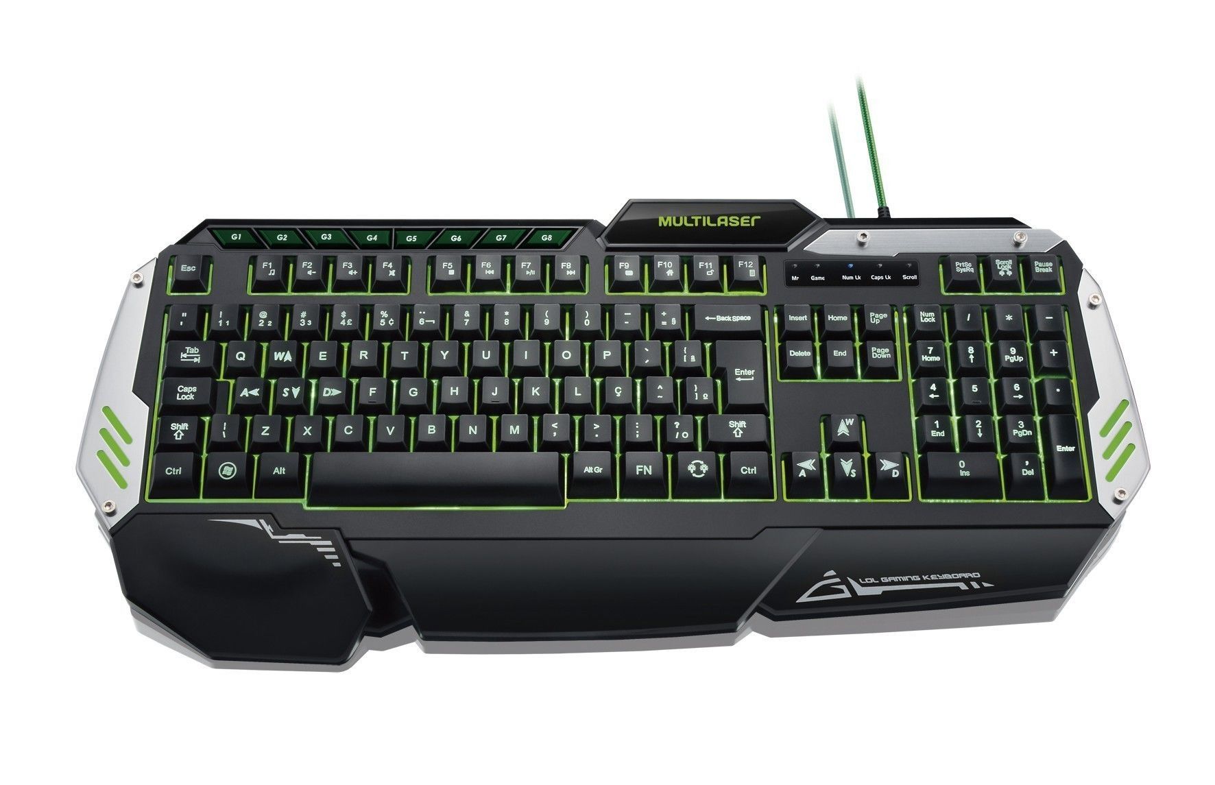 Teclado Gamer Multi Metal War Preto/Prata, TC189