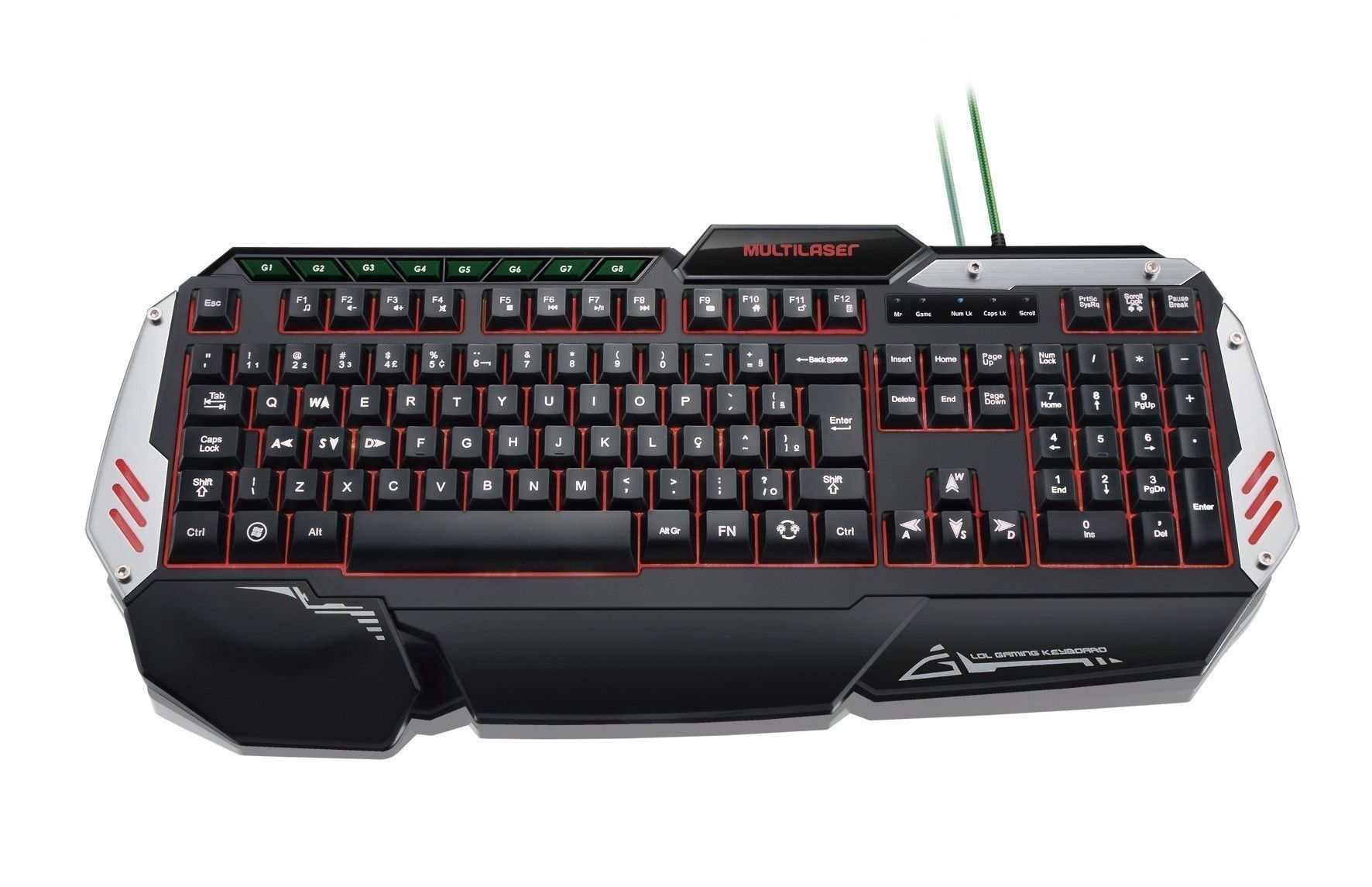 Teclado Gamer Multi Metal War Preto/Prata, TC189