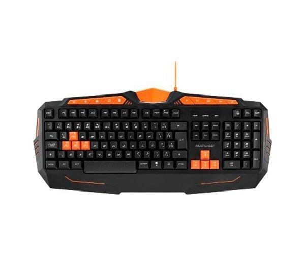 Teclado Gamer Multi USB Multimidia Preto/Laranja, TC211