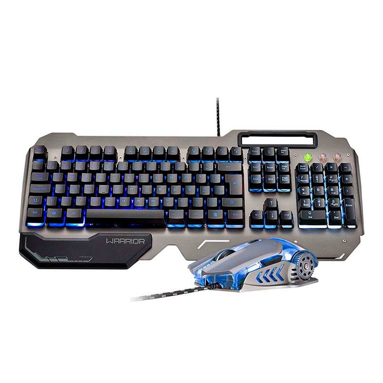 Kit Teclado e Mouse Gamer Multi Superficie em Metal Warrior, TC223