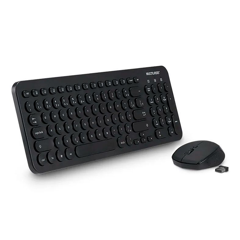Kit Teclado e Mouse Multi Compacto Wireless Preto, TC231