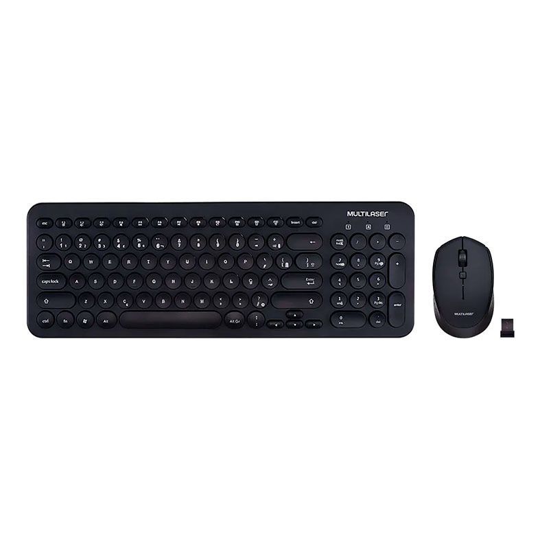 Kit Teclado e Mouse Multi Compacto Wireless Preto, TC231
