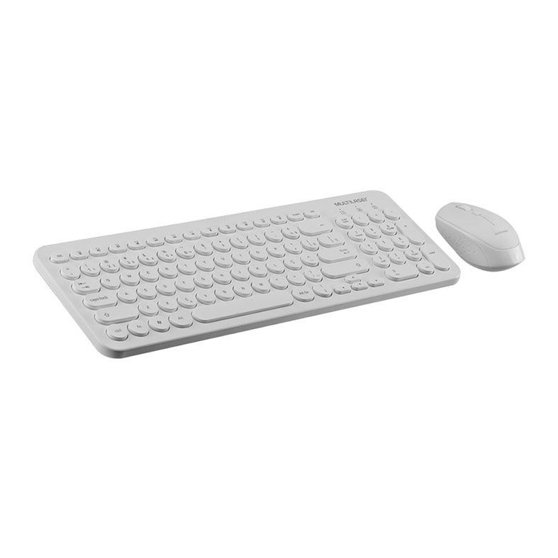 Kit Teclado e Mouse Multi Wireless Teclas Redondas Branco, TC232