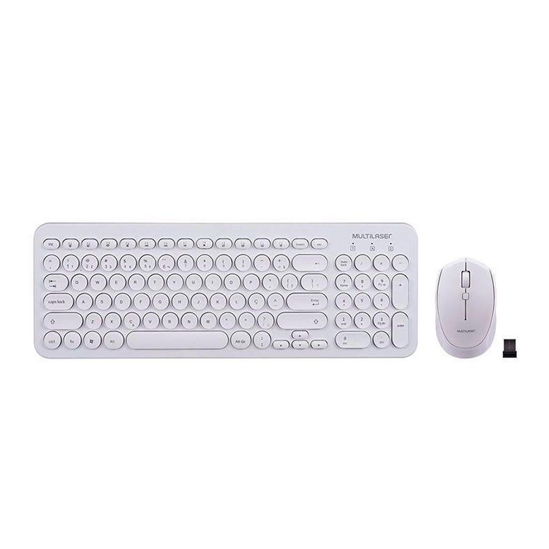 Kit Teclado e Mouse Multi Wireless Teclas Redondas Branco, TC232