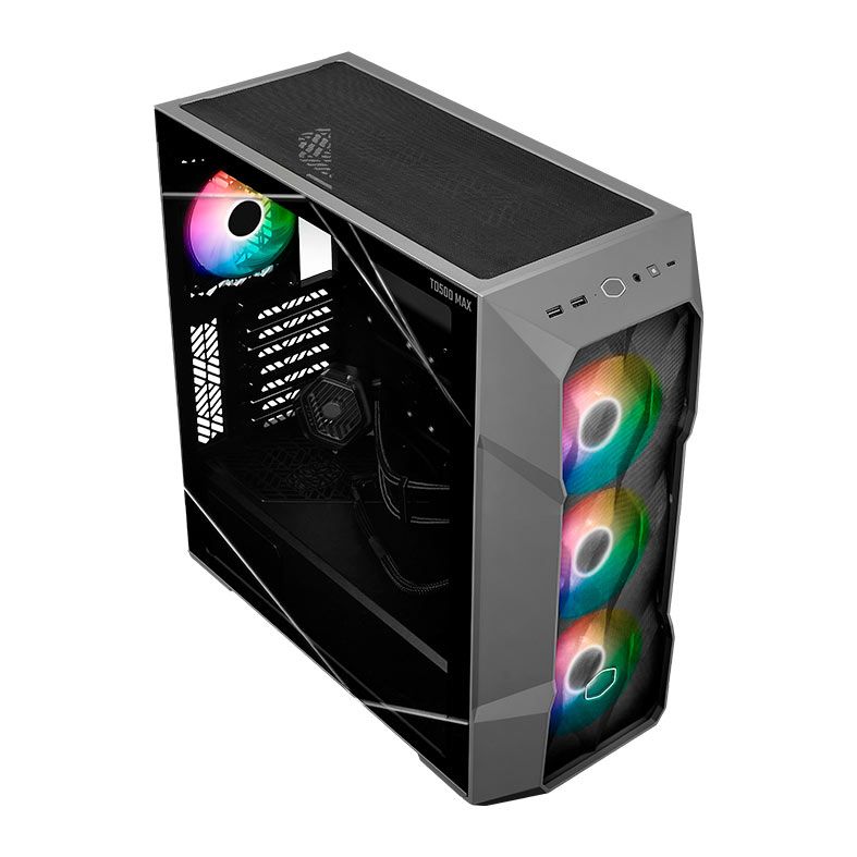 Gabinete Gamer Cooler Master TD500 Max, ARGB, Fonte GX II 850W Gold, Com Water Cooler 360 Atmos, Com 1 Fan, Preto, TD500V2-MGNN85-SL0