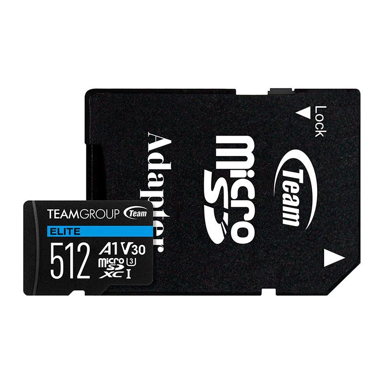 Cartao de Memoria Team Group A1, 512GB, MicroSDXC, UHS-I, Com Adaptador, V30, TEAUSDX512GIV30A103
