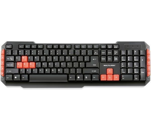 Teclado Gamer Multi Multimidia Sem Fio 2.4Ghz USB Preto/Vermelho, TC191