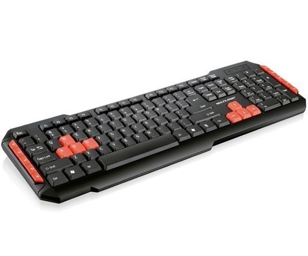 Teclado Gamer Multi Multimidia Sem Fio 2.4Ghz USB Preto/Vermelho, TC191